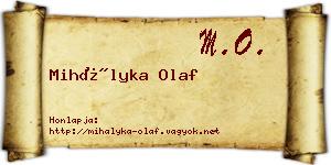 Mihályka Olaf névjegykártya